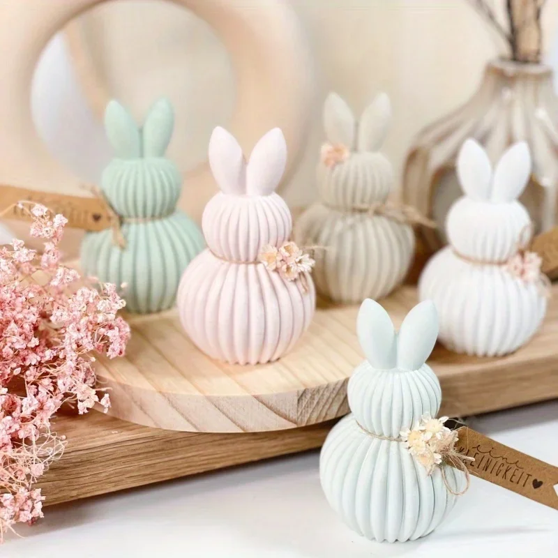 

1 шт. DIY форма кролика с полосатыми двойными подвесками и силиконовой формой для поделок из эпоксидной смолы, воска и глины