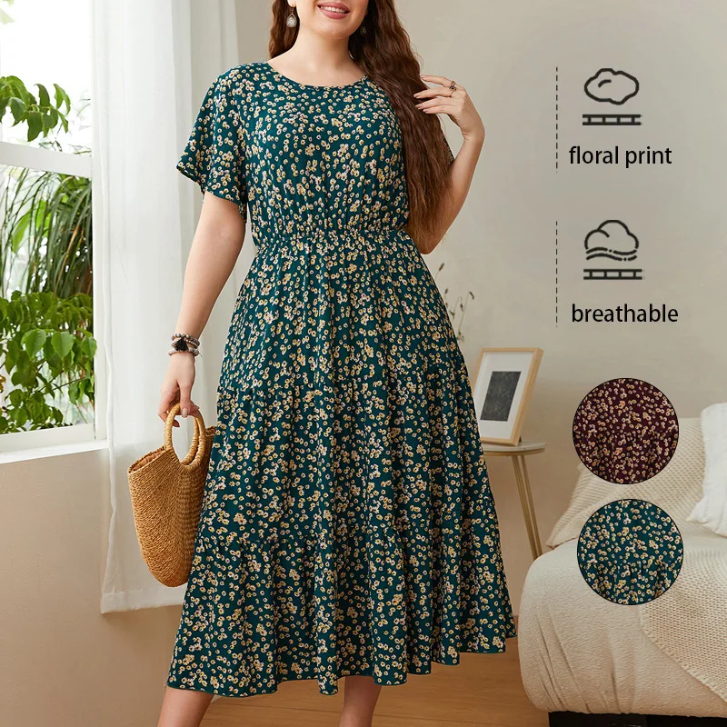 

Hot Sale Plus Size All-over Print Loose Dress Casual Streetwear For Curvy Women
