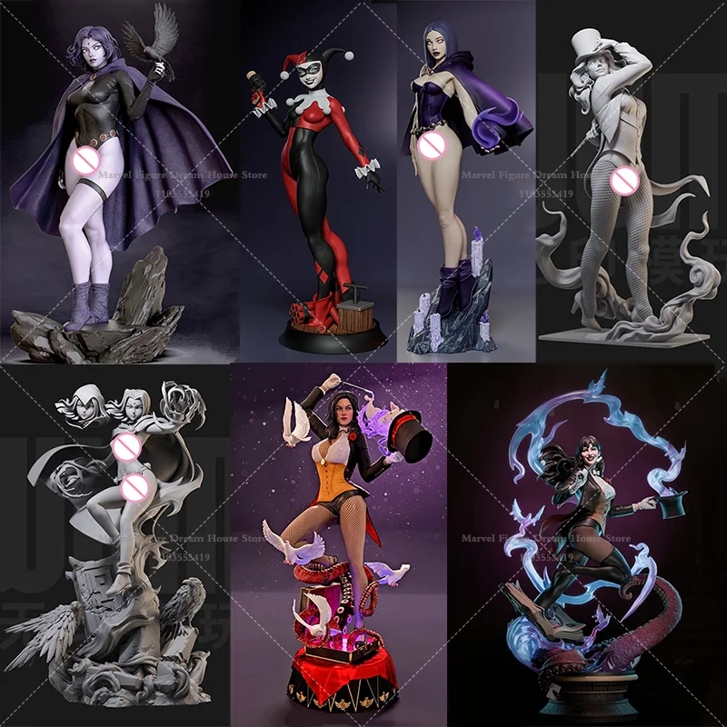 

1/24 1/18 Scale DIY Self-assembled GK 3D Resin Un-panited Doll White Female Model Zatanna Sorceress Raven Four-Eyed Red Crow‌