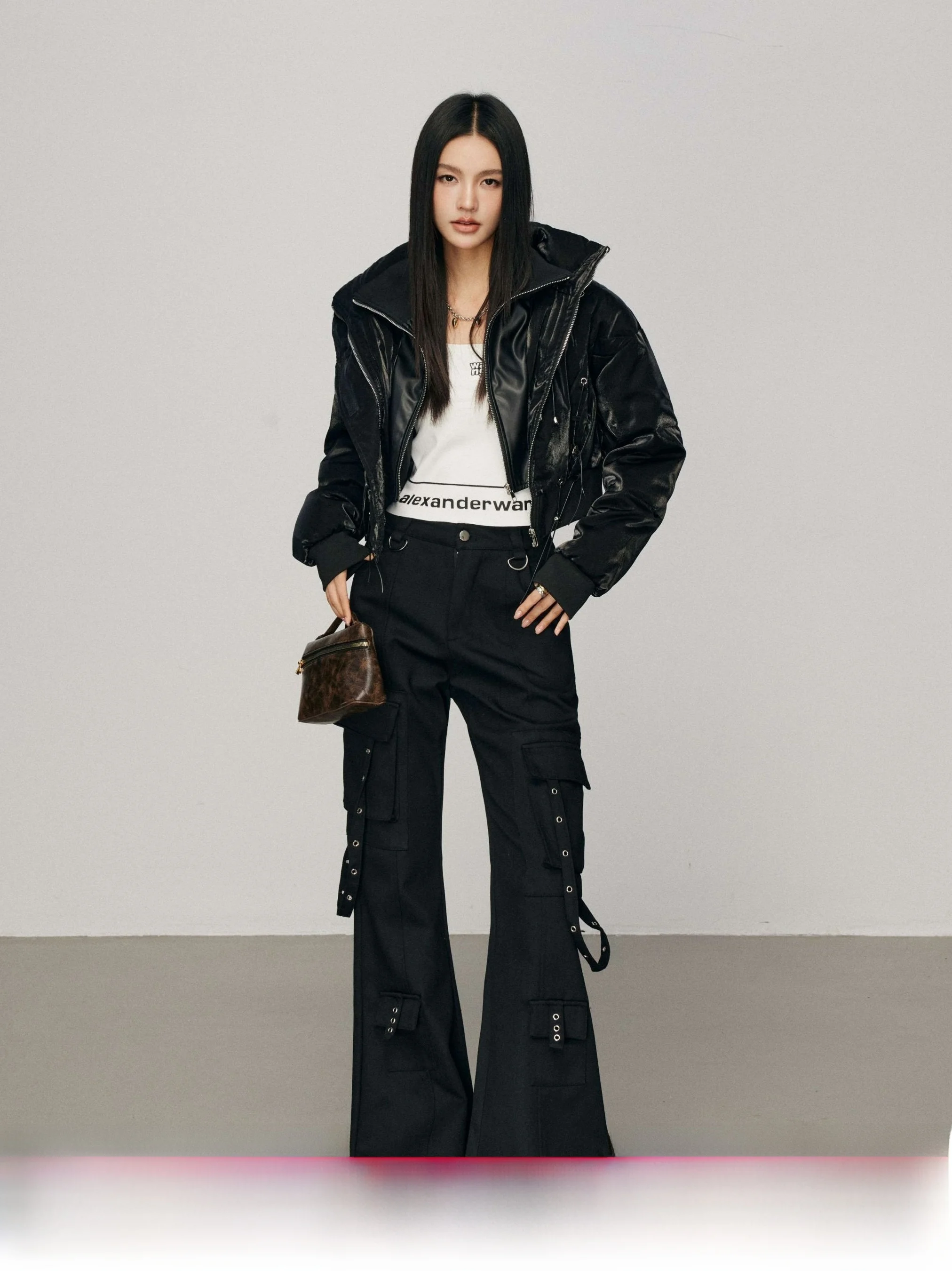 

Chill Zoe High Waist Wide Leg Workwear Pants Women's Casual Trendy Retro Sle Spring Autumn New Arrival Cotton 00%