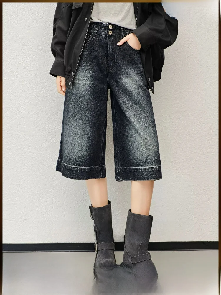 

Modern Wide Leg Jeans High Waist Dream Lover Seven-Foot Pants Casual Washed Denim Fabric Ladies Loose Fit Spring Season