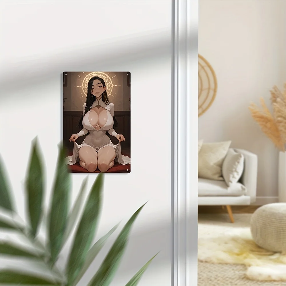 

Яркое металлическое настенное искусство в стиле аниме «Сексуальная леди» — современный декор для спальни и бара, идеально подходит для комнат «Человек-пещера и каваи»