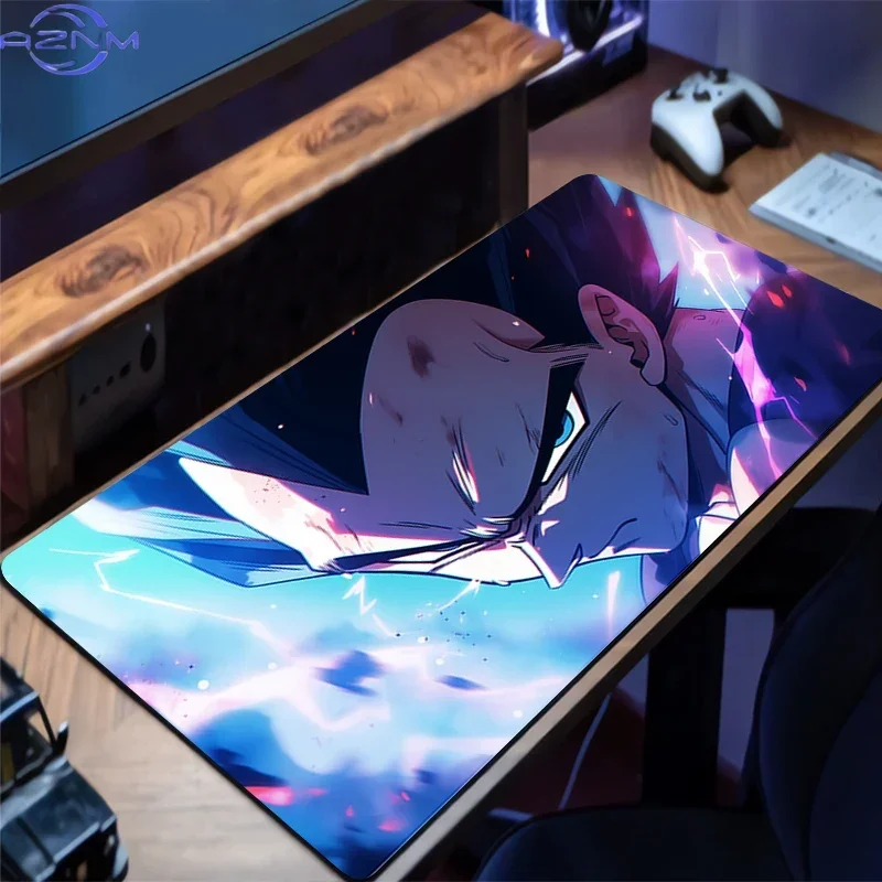 Bright Cyan Sky Anime Blue Haired Hero Portrait Mouse Pad, Rubber Non Slip Backing, Smooth Surface Gaming Desk Mat for PC Gaming