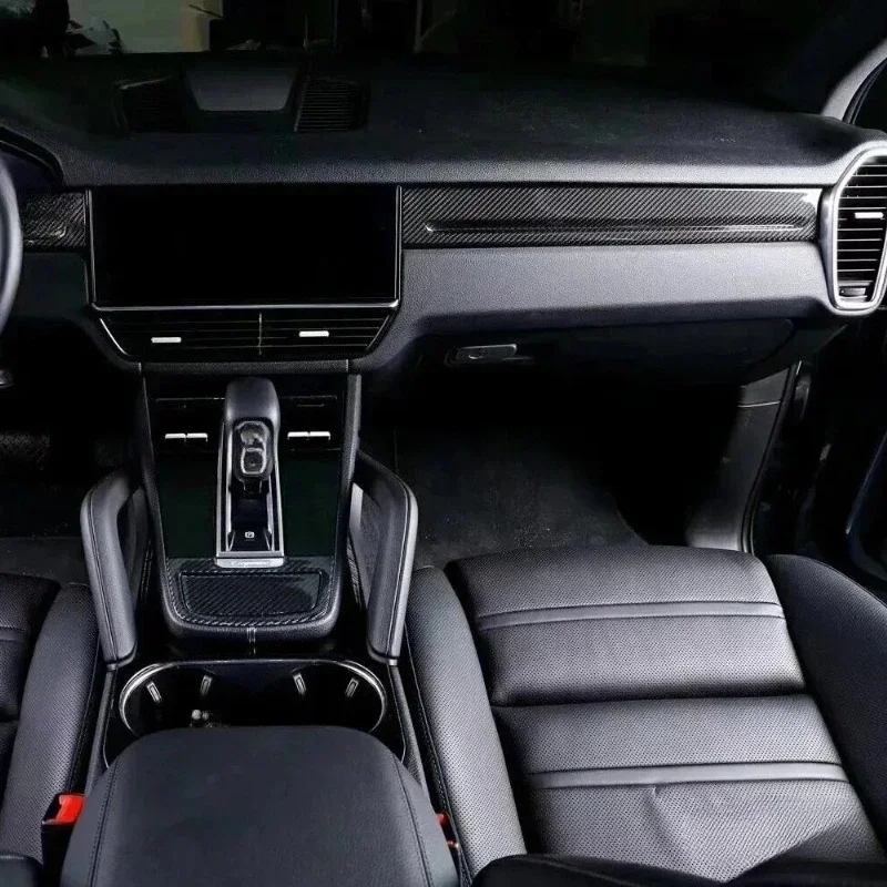 For Porsche Cayenne Real Dry Carbon Fiber 2018 Interior Decoration Glossy Central Control Dashboard Modification Accessories