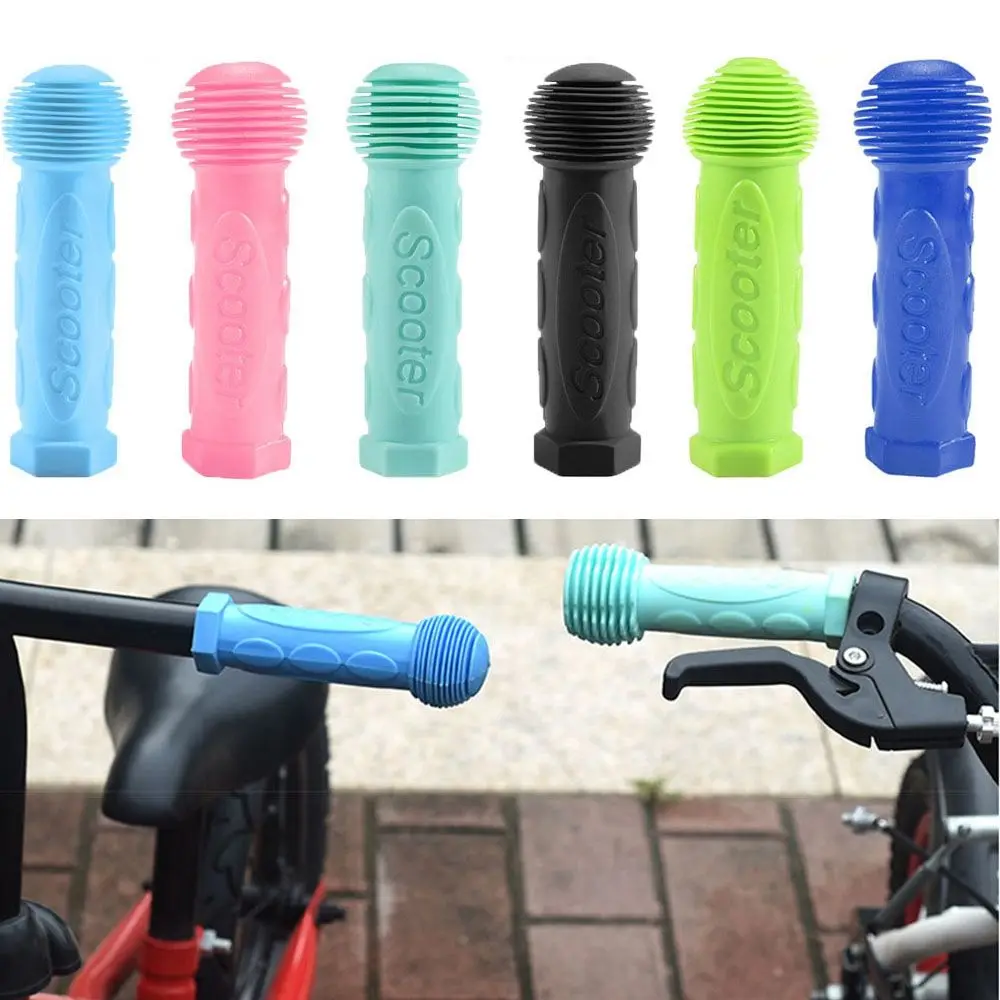 Punhos de borracha coloridos para bicicleta, skate e scooter acessórios, colorido, azul e vermelho, para crianças