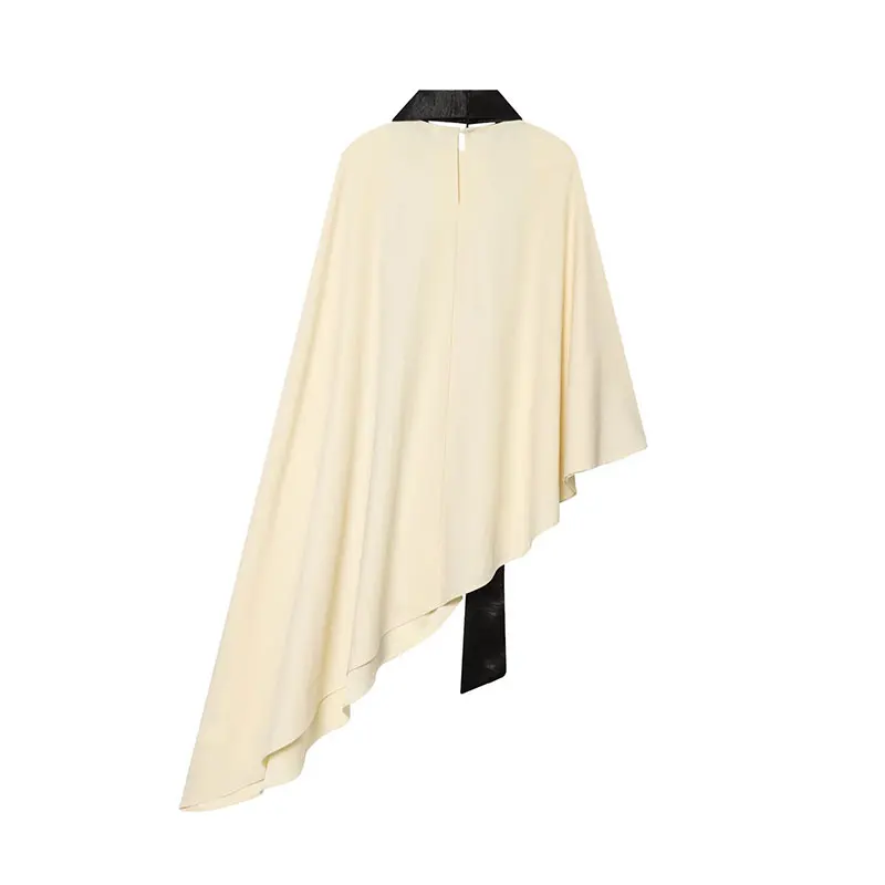 Nlzgmsj 2026  Elegant Women Asymmetric Hem Blouse With Long Scarf Decor Loose Casual Shirt For Daily Party Streetwear view 3