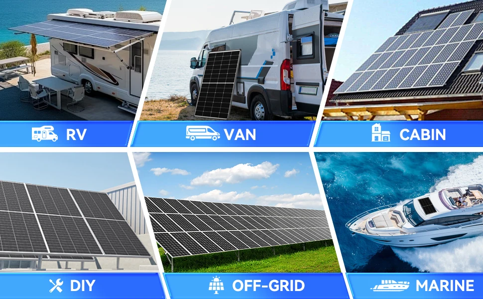 RVPOZWER 300W Solar Panel 10BB N-Type Monocrystalline 25% High Efficiency for RV Home Rooftop Off Grid Systems