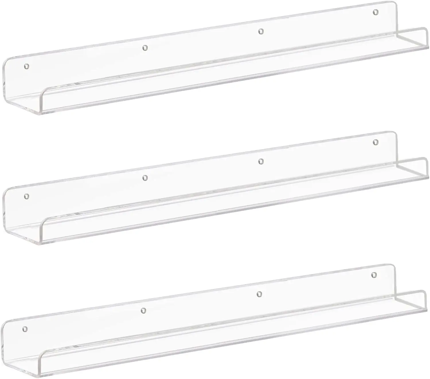 

Прозрачные акриловые плавающие полки 24 дюйма, настенная книжная полка для детей, набор из 3 прозрачных книжных полок