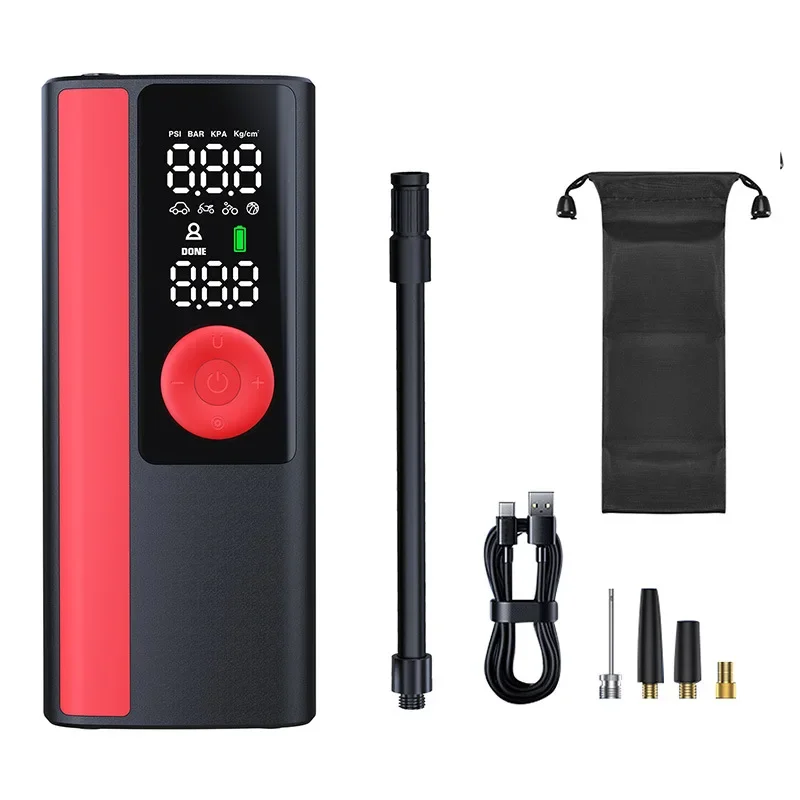 USB Type-C LED Emergency Light Tire Inflator Pump 150PSI 80W High Power Smart Fill-Stop Digital Display Inflator Pump