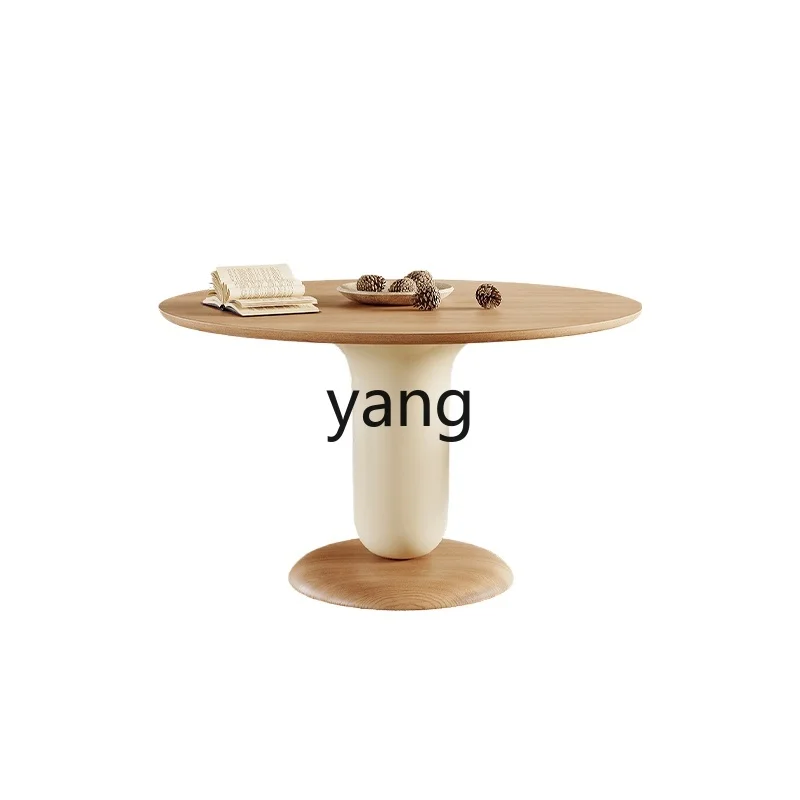 

LMM Solid Wood round Dining Tables and Chairs Set Household Small Apartment Oak Negotiation Table