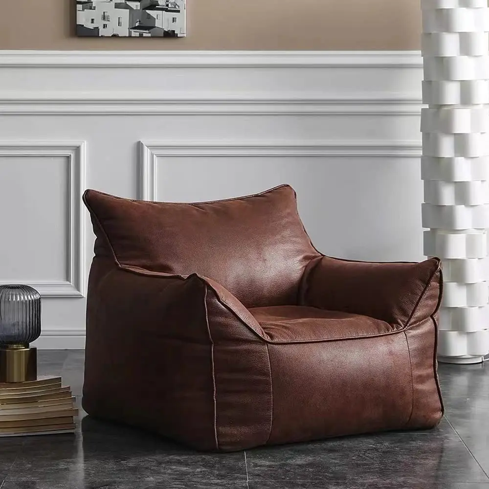 

Bean Bag Chair Bean Bag Cover （No Filler） Luxury Single Lazy Sofa Cover Pu Faux Su Leather Bean Bag Pouf Chair For Bedroom