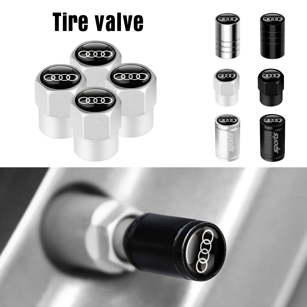 

4Pcs 3D Aluminum Car Wheel Tire Air Valve Dust Caps For Audi Sline Q1 Q2 Q3 Q4 Q5 Q6 Q7 Q8 B2 A1 A2 A3 A4 A4L A5 A6 A7 A8 A8L TT