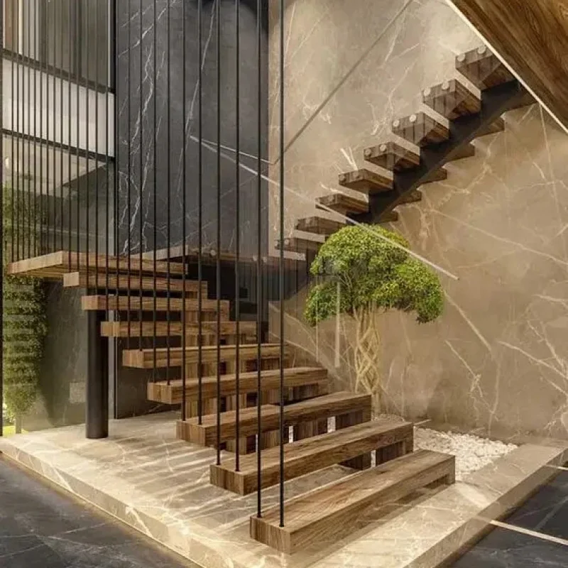 custom.Australian Standard Solid Wood Right Angle Straight Staircase Apartment Glass House Stairs