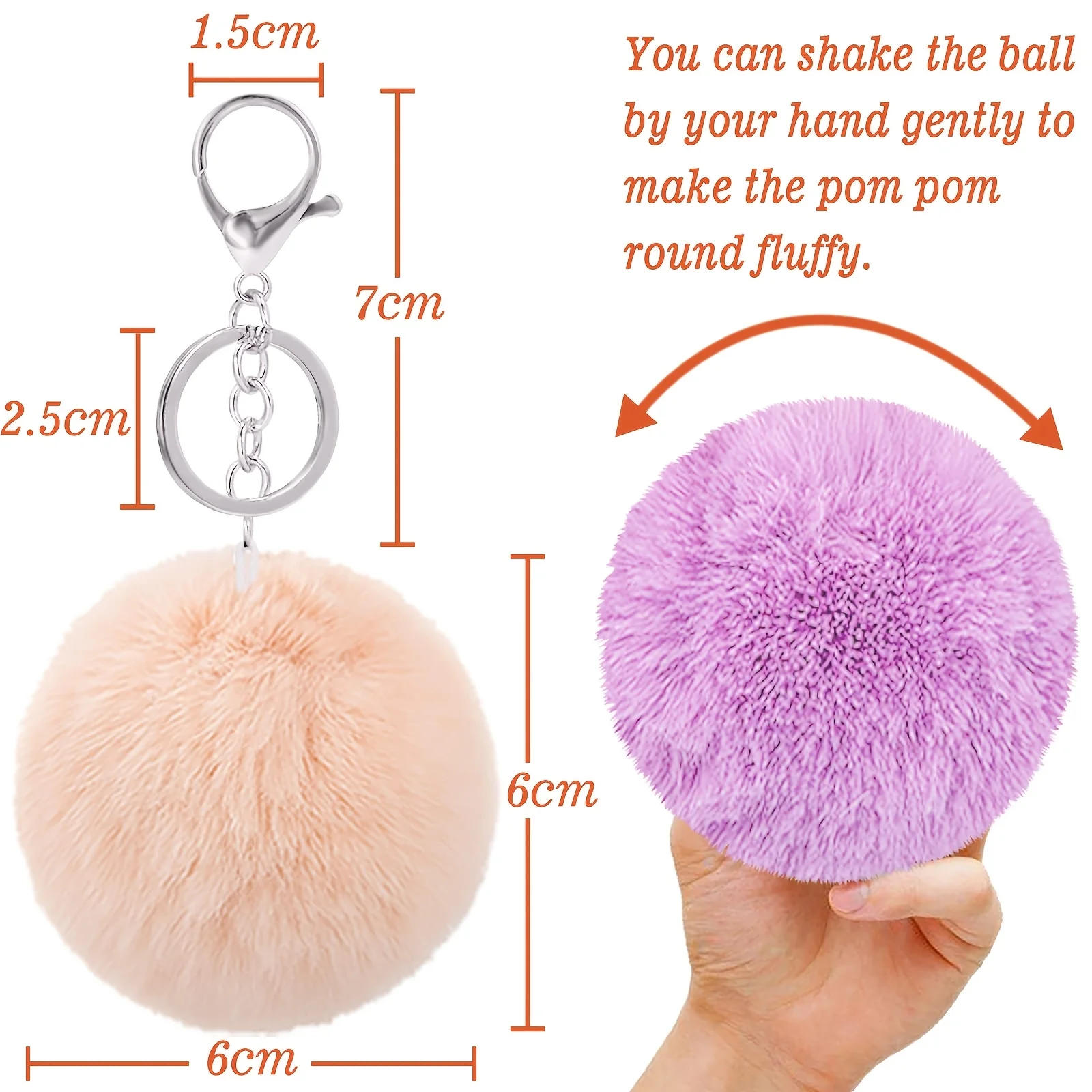 36 pcs(18 Pom Pom Keychains + 18 Tassels Pom Pom) Keychain Rabbit Faux Fur Ball Keychain Fluffy Pom Pom Keychain Pom Pom Puff Ball with Keychain Hooks