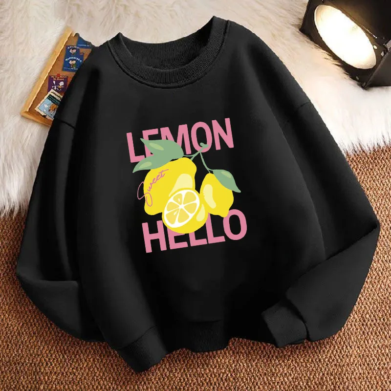 Funny Children's Sweatshirt Pullover Graphic Lemon Harajuku Crew Neck Graphic Print Hoodie Boy/Girl Kids Hoody