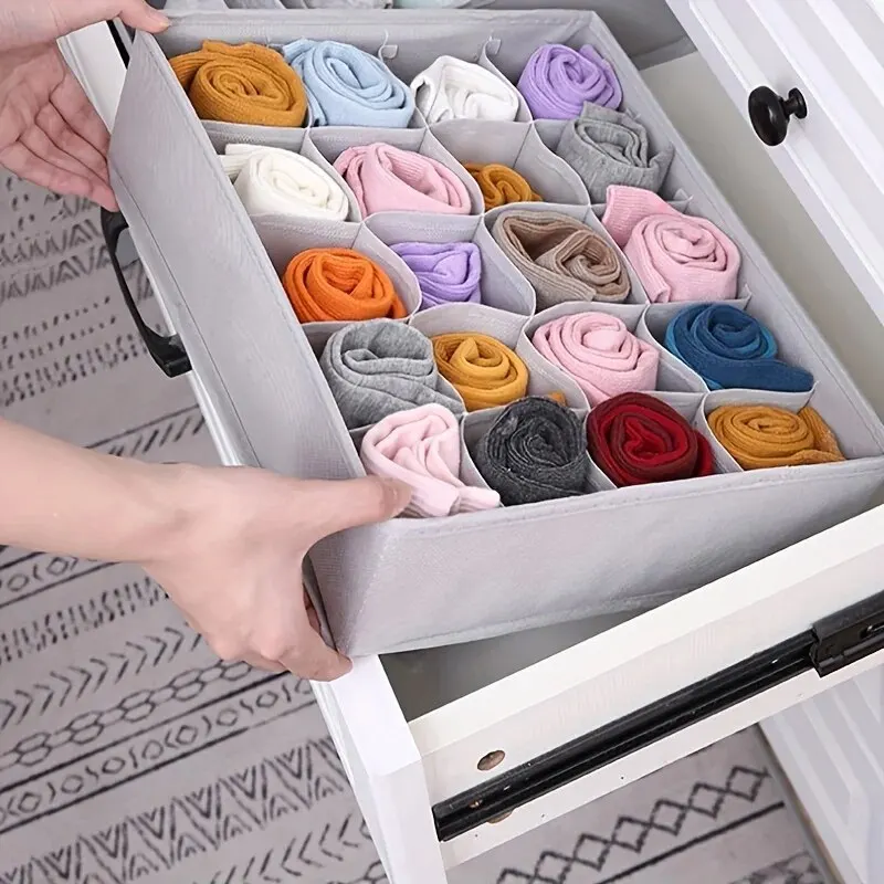 1pc Fabric Foldable Storage Box For Panty, Socks, Bras, Drawer Organizer, Compartment Finishing Box, Underwear Storage Box