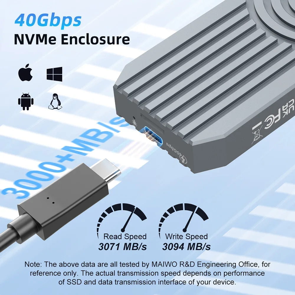 MAIWO-carcasa de disco duro externo M.2 NVMe SSD, caja de estado sólido M2 a tipo c 4,0, 40gbps, Compatible con Thunderbolt 4/3