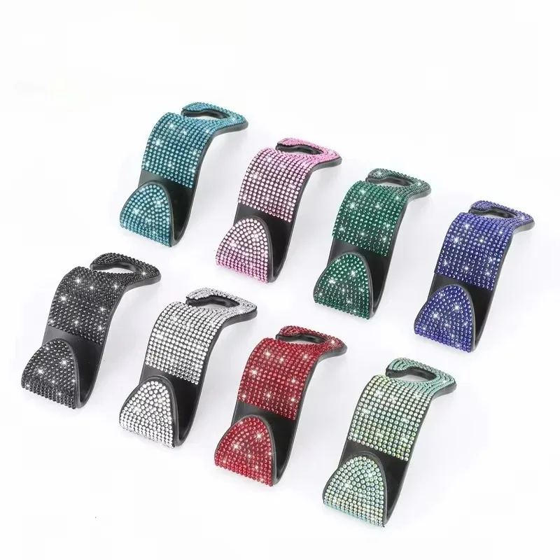 

Glb Car Seat Back Hook Shiny Diamond Hook Rear Seat Car Backrest Universal Headrest Storage Rack Car Interior Accessories 2 Pac