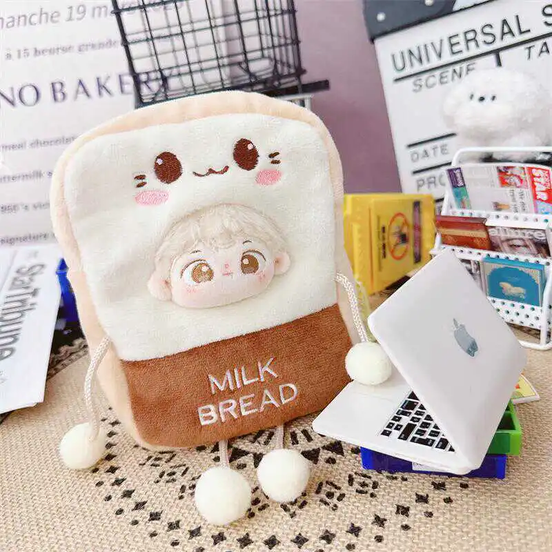 

Mini Idol Doll Clothes for 10cm Cute Bread Coat Hat Pendant Kawaii Soft Plush Doll Toast Keychain for Girls Kids Bag Decor Gifts