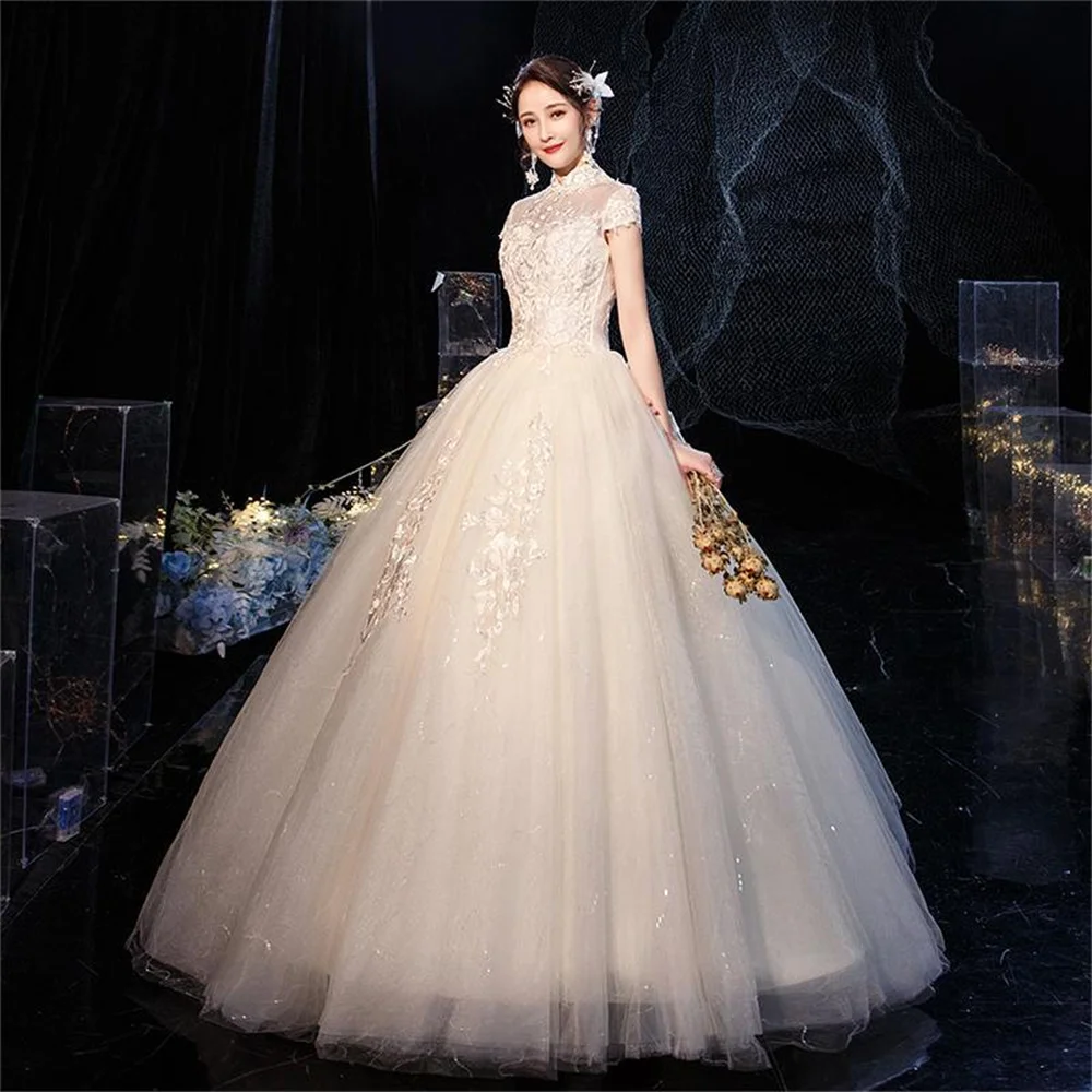 Gorgeous Beading Princess Wedding Dress 2024 Europe New Bright Sequin Lace Skirt Wedding Gown Customized 092