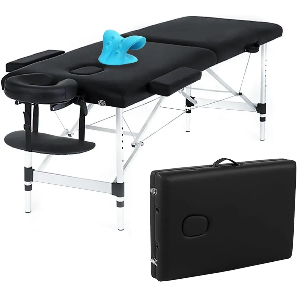 

Portable Massage Table, 84 Inch Massage Bed with Neck Stretcher Adjustable Lash Bed Tattoo Table for Eyelash Extensions Beauty S