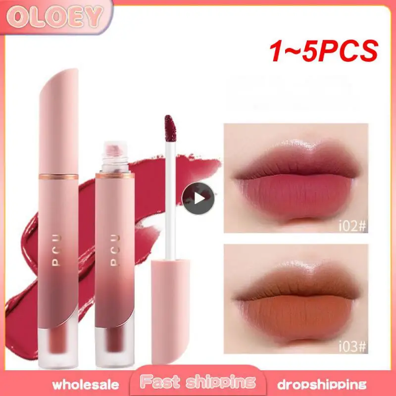 1 ~ 5 Stuks Matte Fluwelen Lipgloss Koreaanse Cosmetica Matte Lip Modder Chocolade Lippenstift Rode Lip Tint Lip Glazuur Waterdicht Blijvend