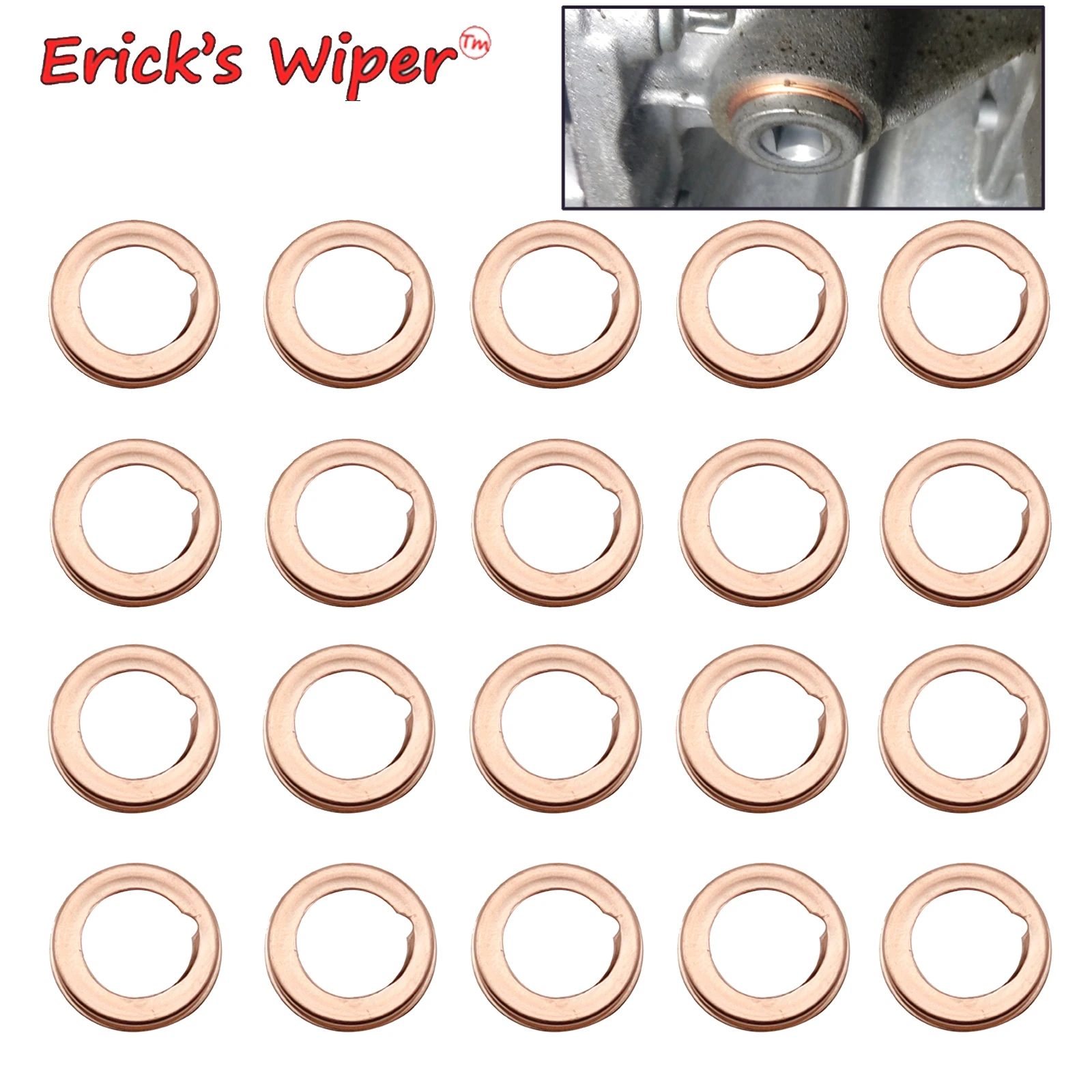 Erick 'S Ruitenwisser 10/20x Auto Motor Draad Olie Afvoer Put Plug Pakkingen Ring 11Mm Gat Afdichting Ring Voor Nissan Infiniti Oe # 11026ja00a