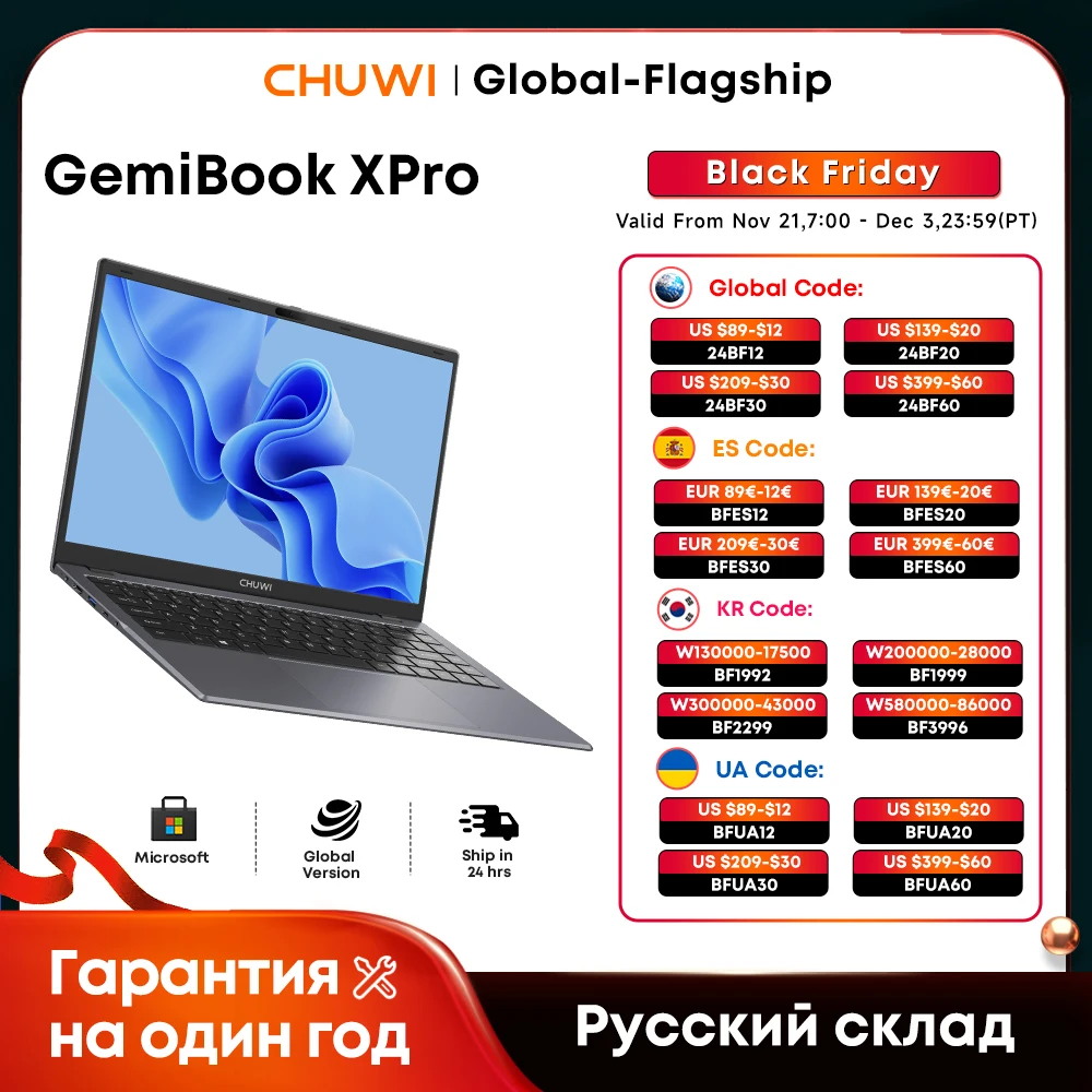 CHUWI GemiBook XPro Laptop Intel N100 Graphics 600 GPU 14,1-Zoll-Bildschirm 8 GB RAM 256 GB SSD mit Lüfter Windows 11 Notebook