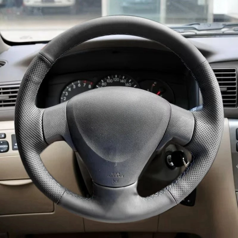 

Черный кожаный чехол на руль автомобиля из микрофибры для Toyota Corolla 2006-2010 Matrix 2009 Auris 2007-2009, чехол на руль