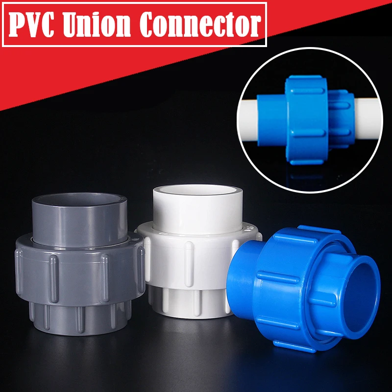 

5Pcs/Lot Inner Dia20~90mm PVC Union Connector Aquarium Tank Water Supply Tube Socket Coupling Joints Garden Irrigation Fittings