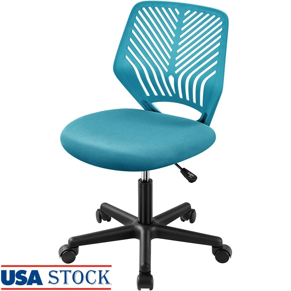 

Adjustable Ergonomic Armless Office Chair with High-Density Cushion Lumbar Support 360° Mobility Home and Office Use