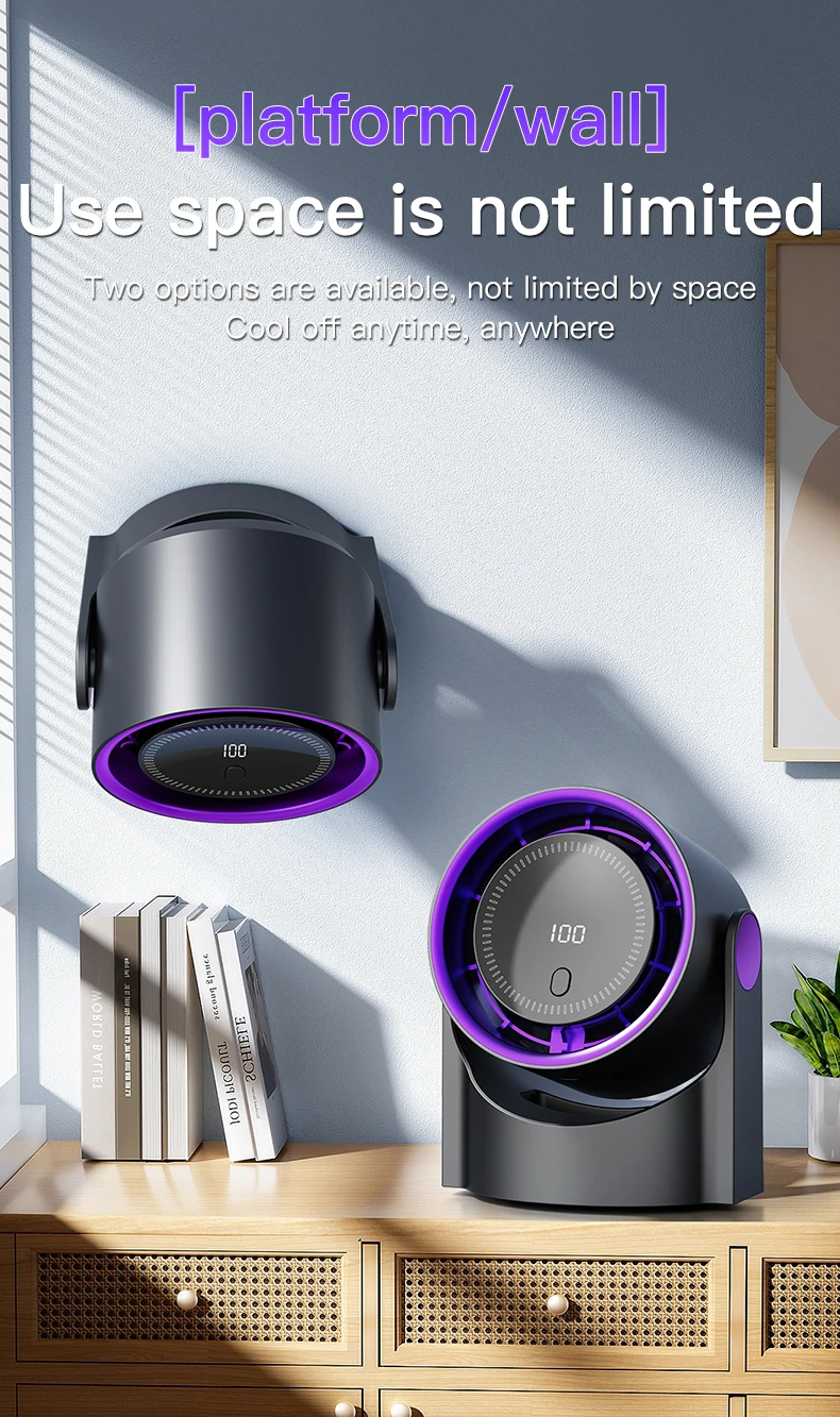 TINSOL Desktop-Luftzirkulationsventilator, kabelloser, tragbarer, leiser elektrischer Ventilator für zu Hause, Tisch-, Wand- und Deckenventilator, Luftkühler – Detail 17