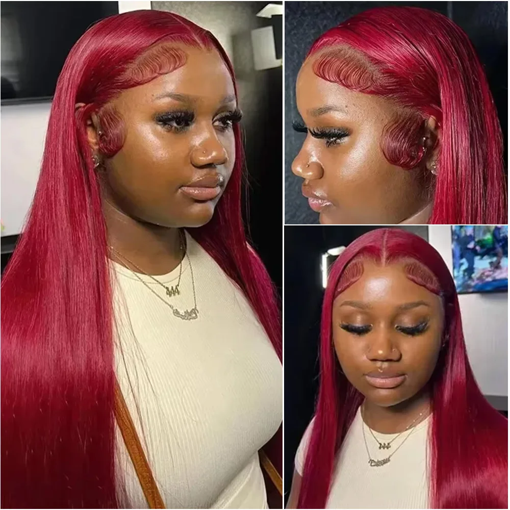 200 الكثافة 99J الملونة 13x6 HD الدانتيل الباروكة الأمامية مستقيم بورجوندي 13x4 الدانتيل الشفاف الجبهة خصلات الشعر المستعار الإنسان البرازيلي