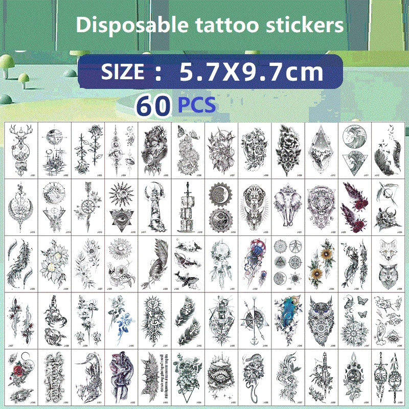 Neue 60pcs Mini gefälschte Tätowierung für Frau Tipps wasserdichte Tattoos Aufkleber Tatouage Tempora ire Femme Frauen sexy Tattoos Aufkleber