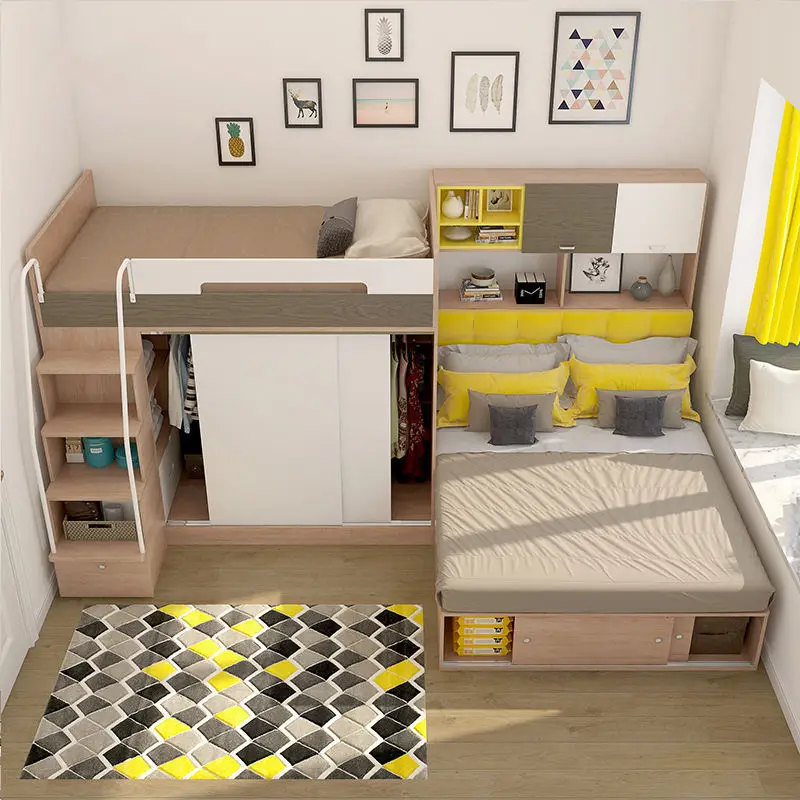 Small apartment multi-functional storage type adult adolescent children's room upper and lower bunk beds