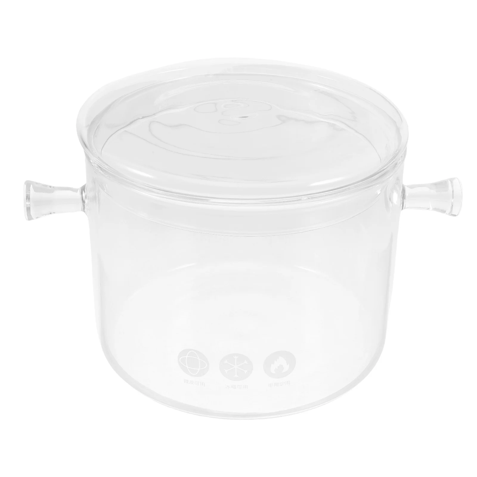

Clear Glass Pot with Lid Heat Resistant Cookware for Stovetop Soup Stew Simmering Steaming Double Handle Small Hot Pot