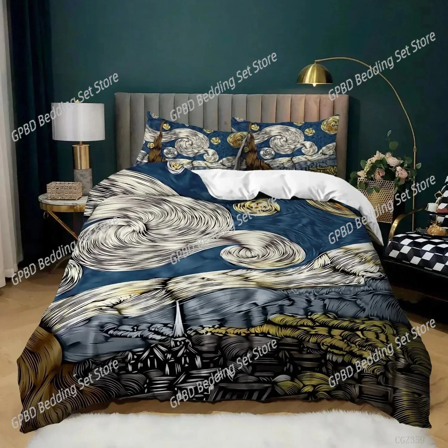 

Starry Night Van Gogh Oil Painting Famous 3D NEW Duvet Cover Pillowcase Bedding Set Adult Boy Girl Bedroom Single Double Large