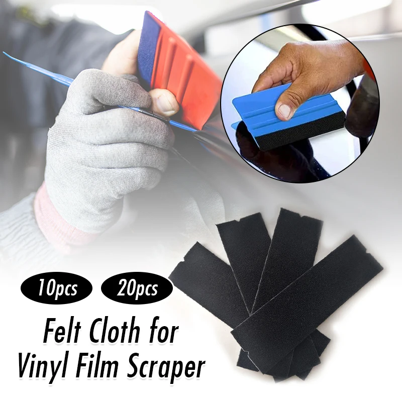 

10/20pcs Black Self-adhesive Felt Cloth for Vinyl Film Scraper Car Wrap Fabric Felt Cloth Scraper Parts Replacements Accessories