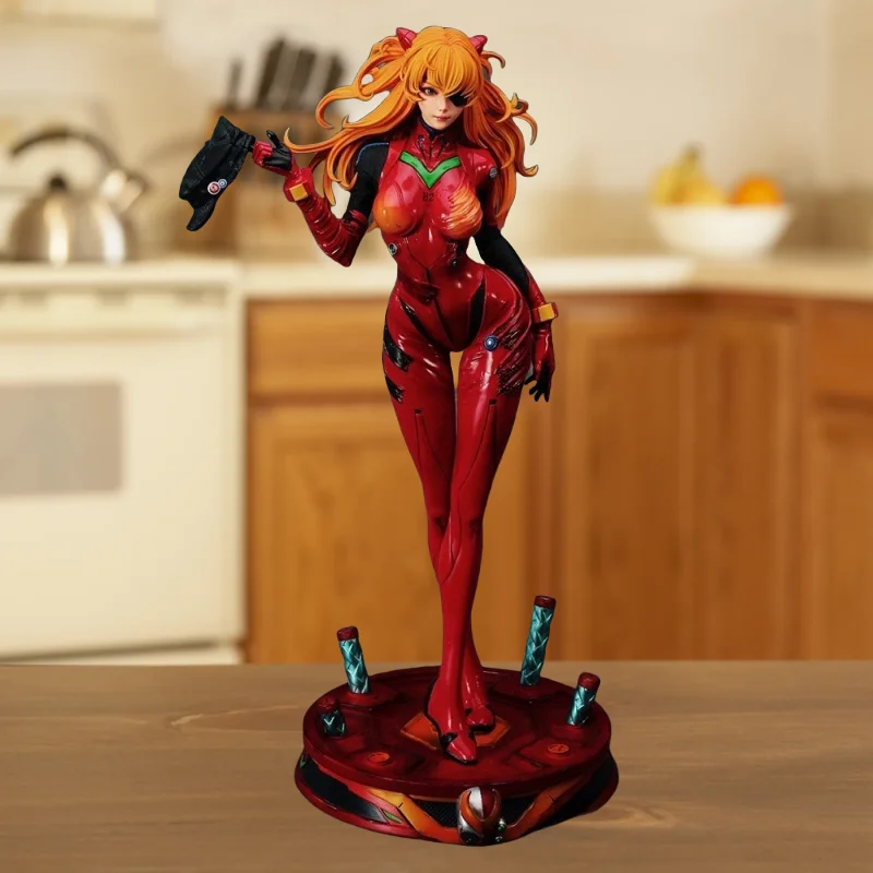 46cm NEON GENESIS EVANGELION Asuka Langley Soryu Ayanami Rei figure Model Toy PVC Tight Leather Jacket Figure Statue Dolls