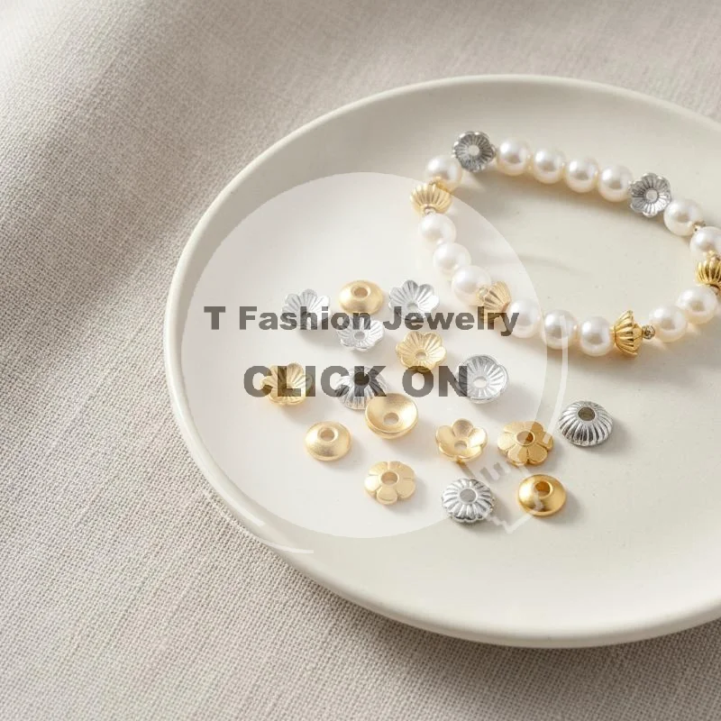 50Pcs Gold Bead Caps Metal Spacer Bead Covers For Bracelet Necklace DIY Craft