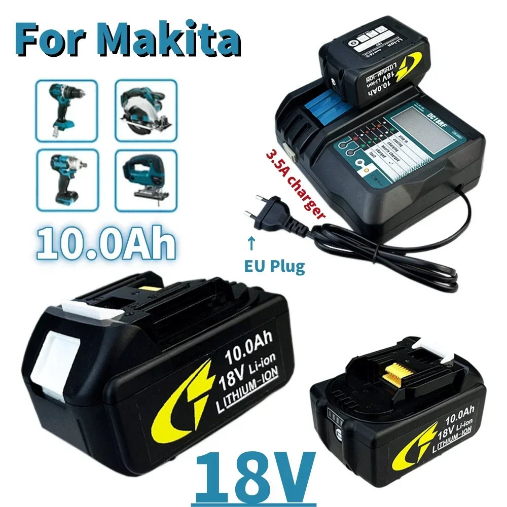 

New BL1830 Rechargeable Battery 18 V 10000mAh Lithium ion for Makita 18v Battery BL1840 BL1850 BL1860B LXT + Charger