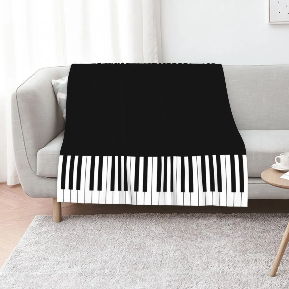 Piano keys Black & white Throw Blanket Vintage Sofa Quilt Travel Flannel Fabric Soft Big Decorative Beds Blankets
