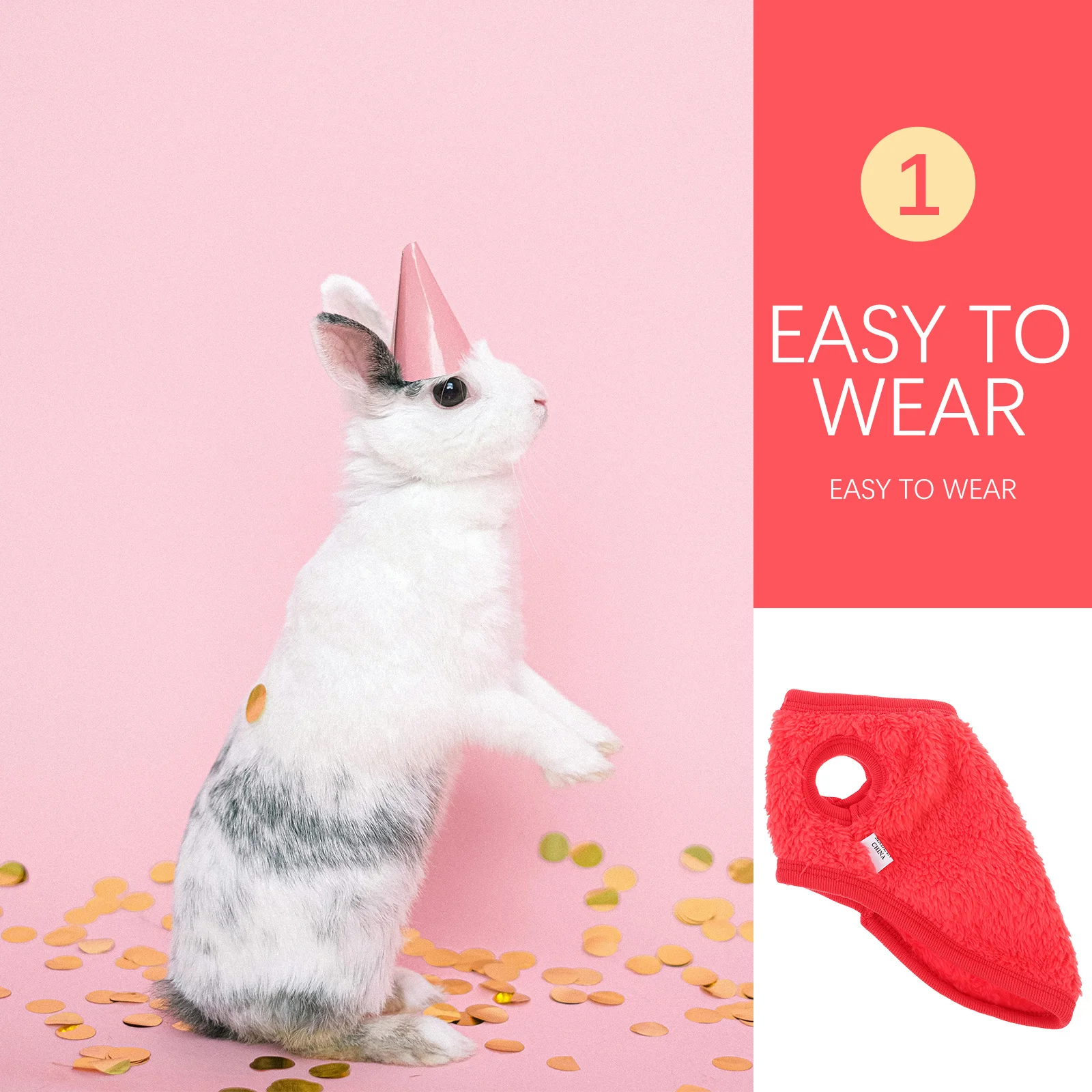 

1Pcs Rabbit Warm Clothes Solid Color Small Pet Winter Clothing Breathable Flannel Costume Outdoor Wear for Small Animals