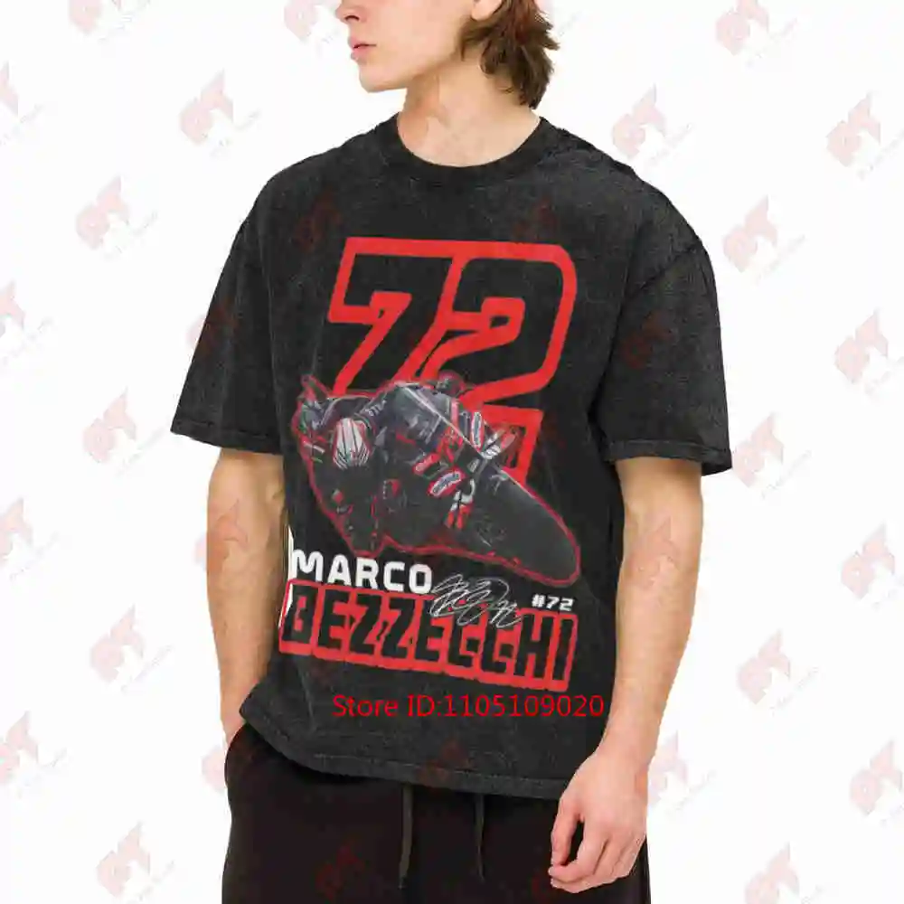 Marco Bezzecchi 72 Racing Vintage Washed Tee Pure Cotton T-Shirt