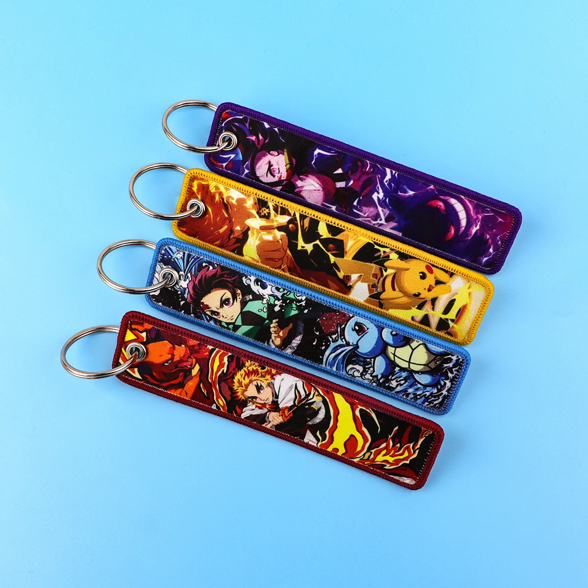 

Demon Slayer Anime Tanjirou Nezuko Zenitsu Figure Woven Label Clothes Keyring Accessories Pendant Cartoon Toys Children Gifts