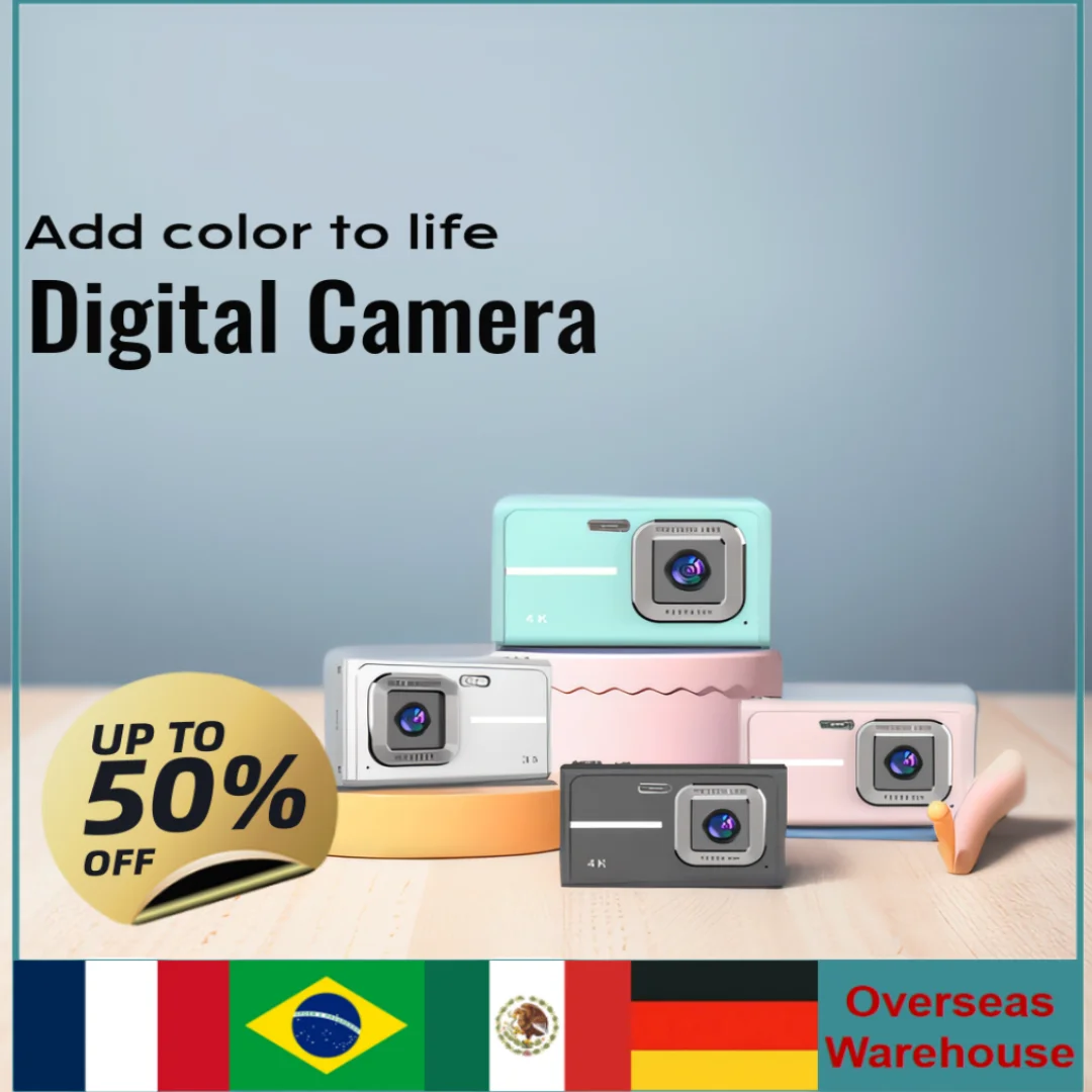 New Digital Camera Portable Camera 4800w Pixel 2.4-inch Screen Beauty Filter AF Autofocus Digital Zoom Student Holiday Gifts