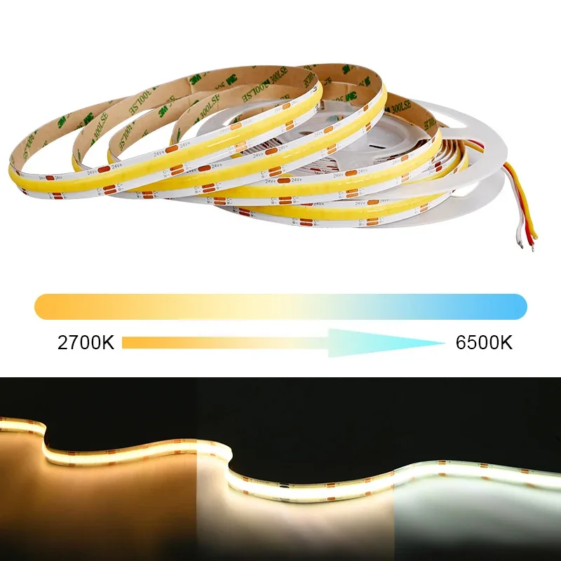 

LED Strip Lights 608 LEDs/m High Density Flexible Dimmable Led Tape 2700K to 6500K Changeable Lighting DC12V 24V