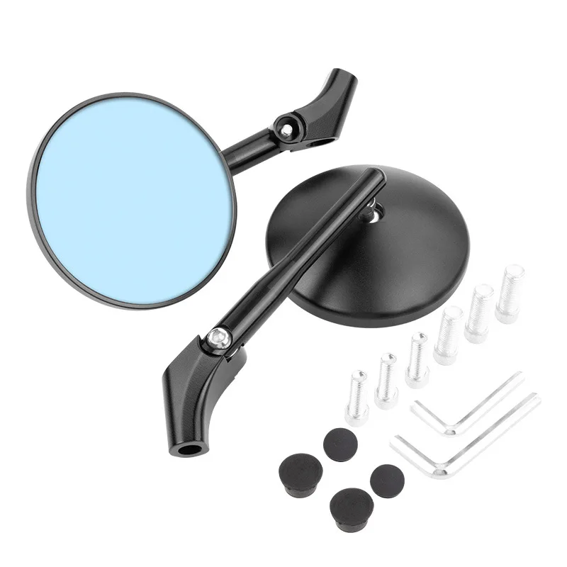 Universal Motorcycle Electric Aluminum Alloy Rear Mirror 2098 Black Blue or White Glass Rearview Mirror