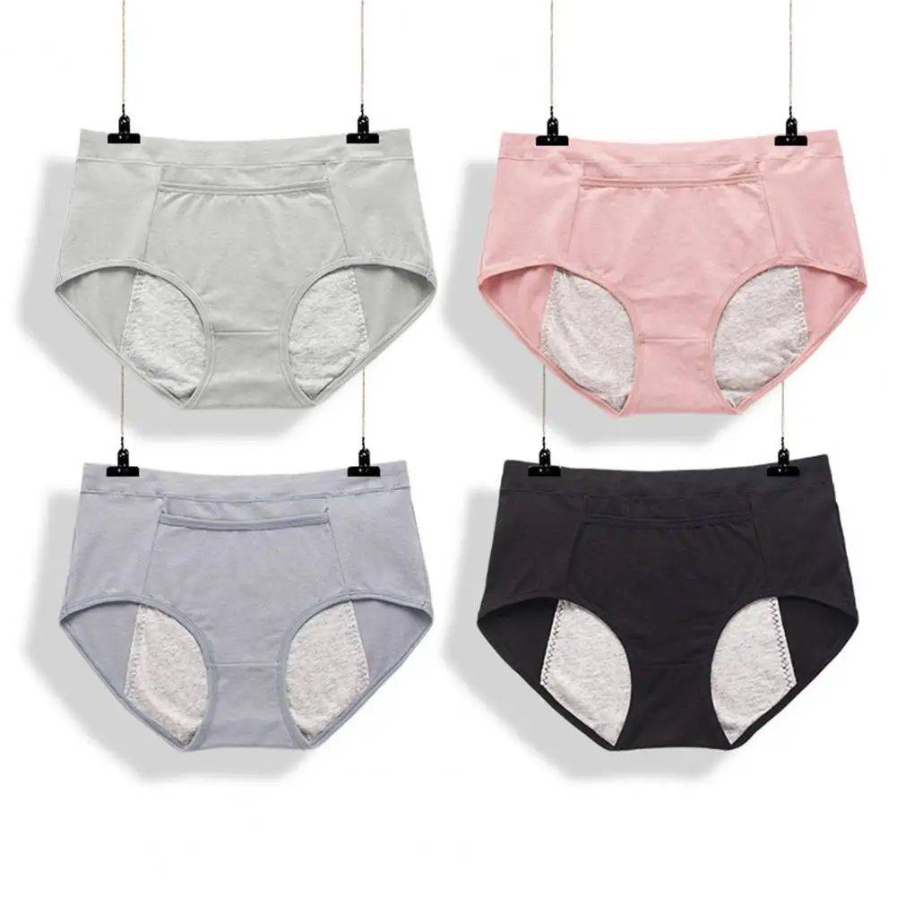 Soft Comfortable Period Panties Leakproof Period Underwear with Pocket for Women Butt-lifted Menstrual Panties Plus Size Mid