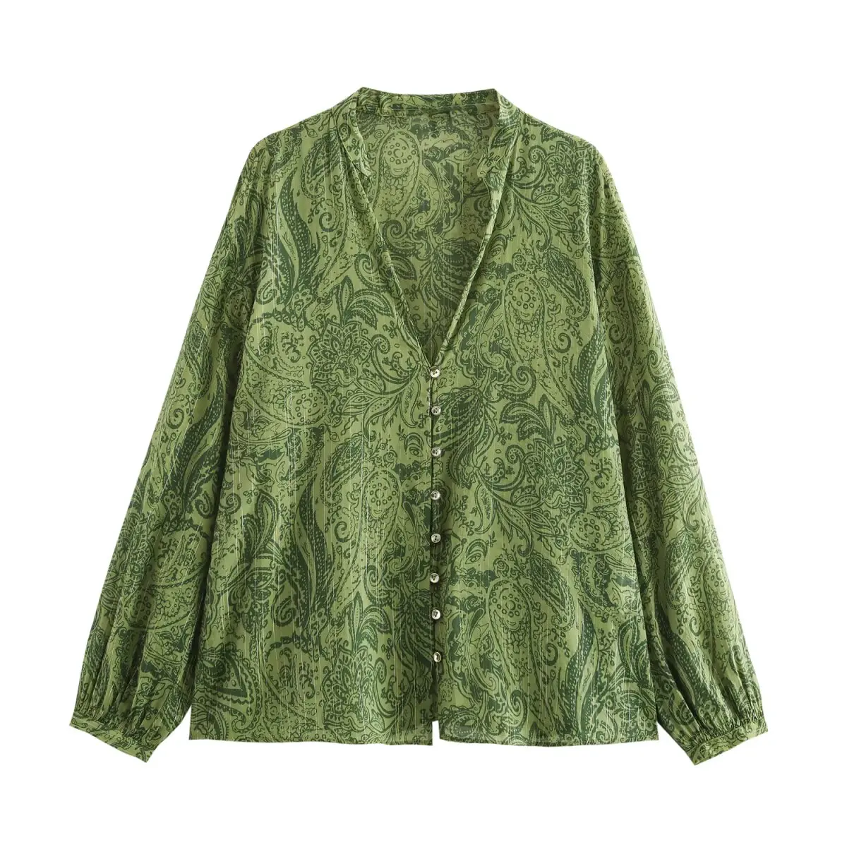 

2025 New Women's Clothing European and American Style Fashionable All-match Metallic Color Line Printed Shirt